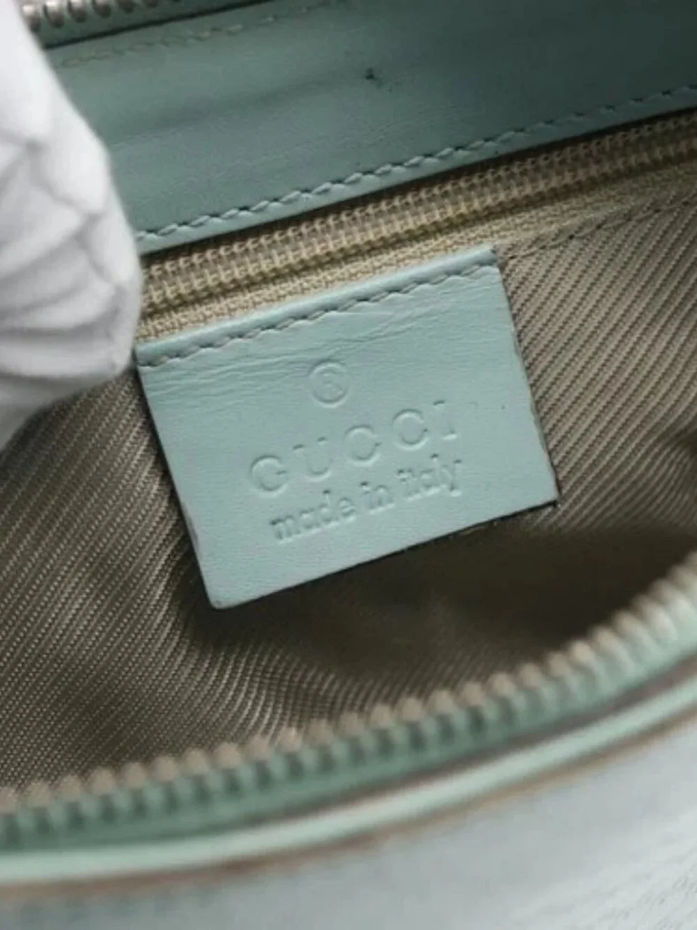 GUCCI Micro GG Canvas Shoulder Bag Leather Light Blue Gold 001 5155 Auth 173651 - Picture 11 of 16